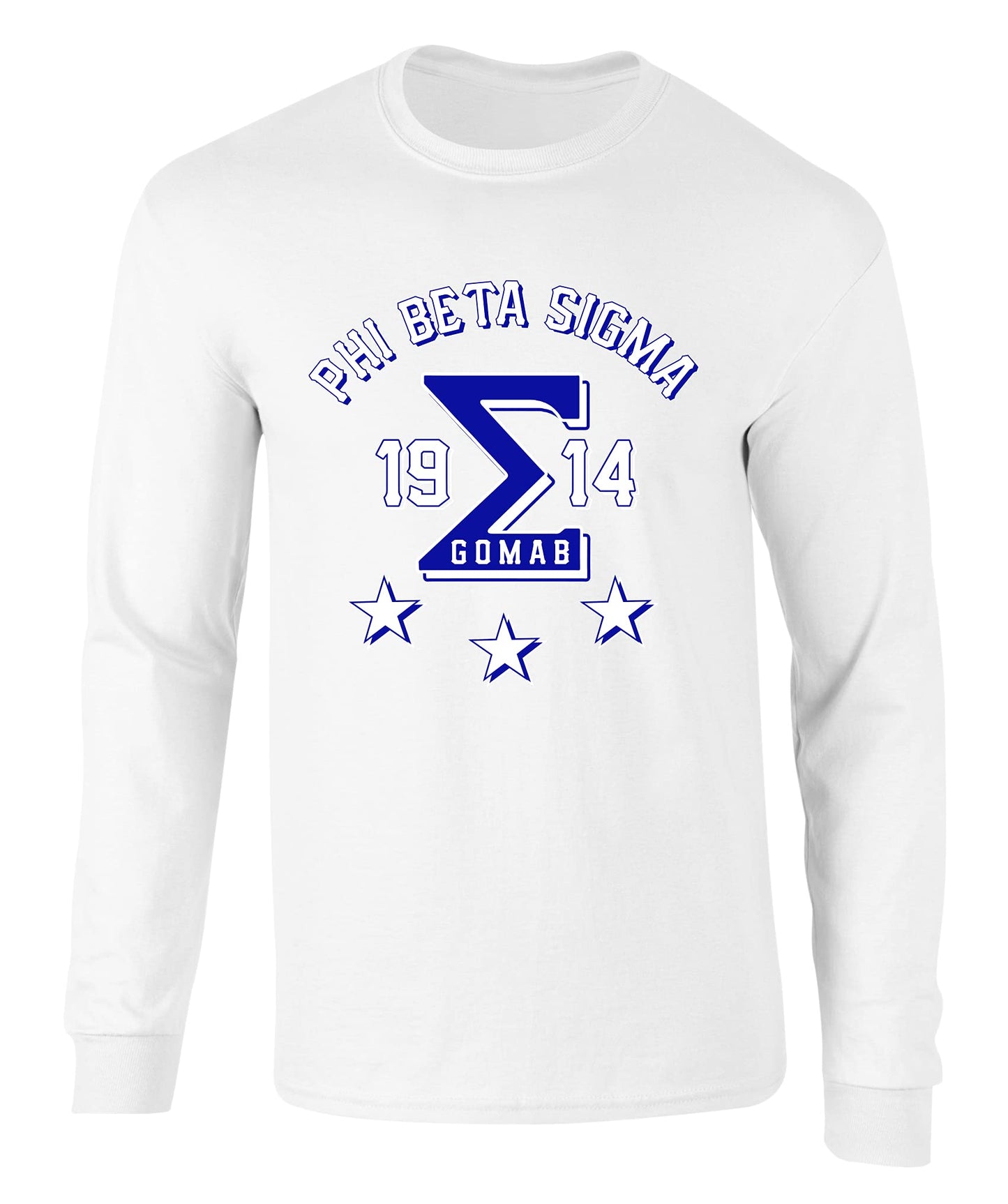 Phi Beta Sigma Three Stars Graphic Long Sleeve T Shirt