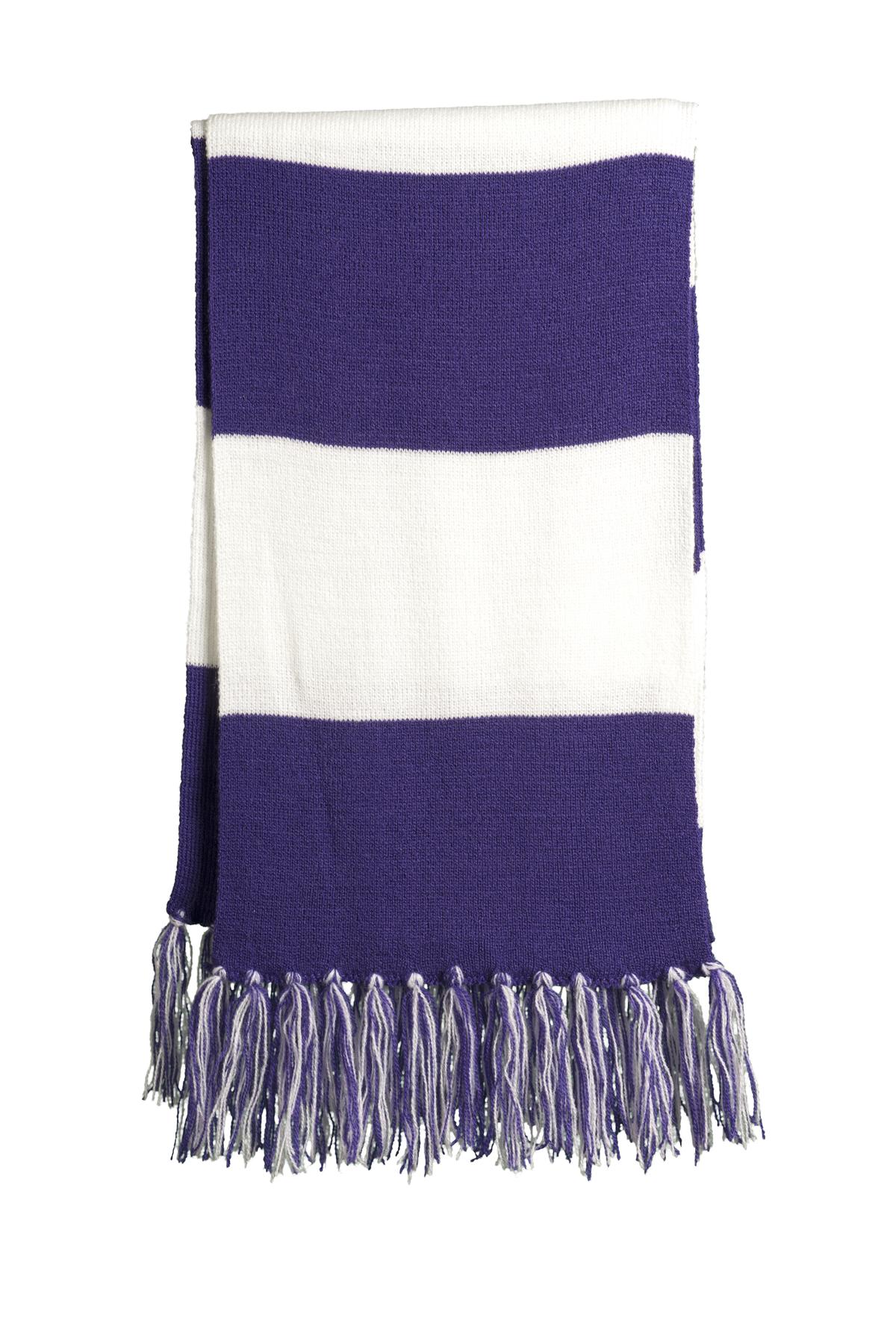 TCTG Team Spirit Fan Spectator Scarf– College, Sports, High School & Fan Apparel - Purple/ White