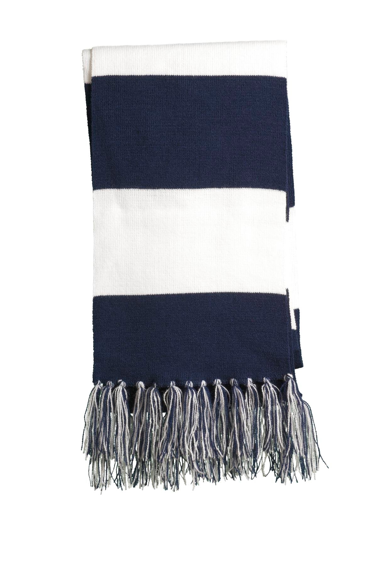 TCTG Team Spirit Fan Spectator Scarf– College, Sports, High School & Fan Apparel - Navy/ White