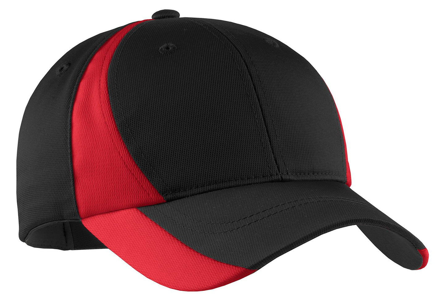 TCTG Team Spirit Fan SpectatorColorblock Cap– College, Sports, High School & Fan Apparel - Black/ Red