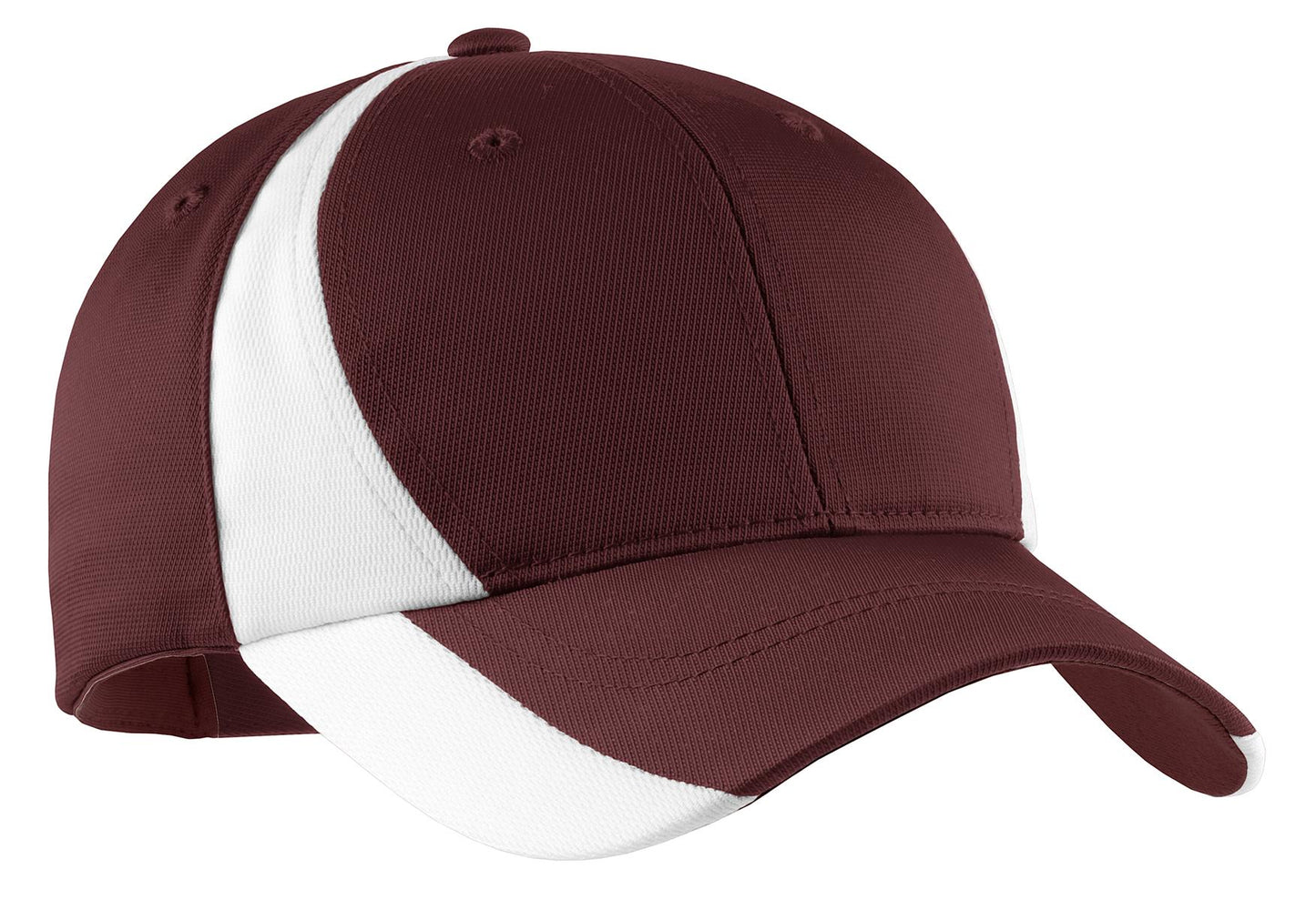 TCTG Team Spirit Fan SpectatorColorblock Cap– College, Sports, High School & Fan Apparel - Maroon/ White