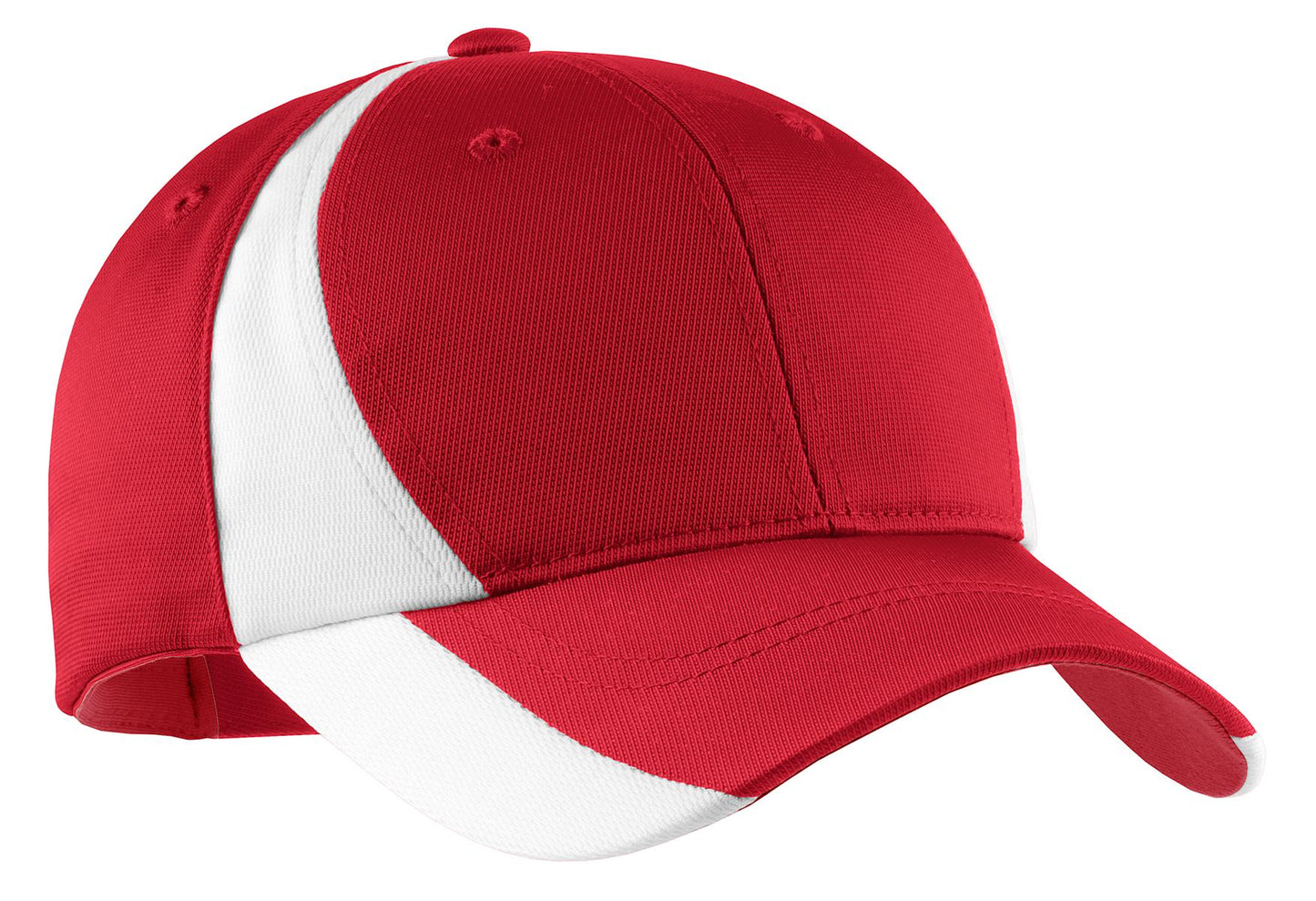 TCTG Team Spirit Fan SpectatorColorblock Cap– College, Sports, High School & Fan Apparel - Red/White