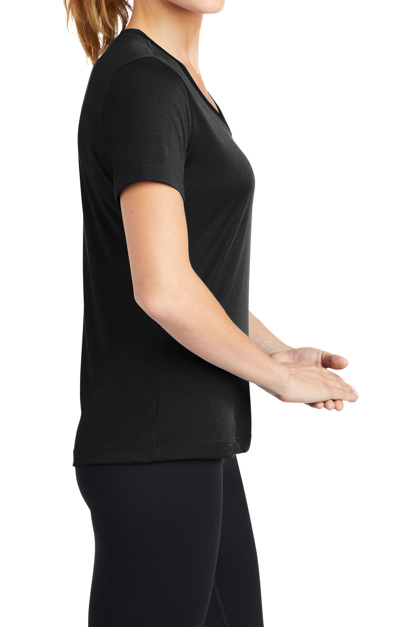 TCTG Team Spirit Womens Athletic Wicking V-Neck Tee – College, Sports, High School & Fan Apparel - Black