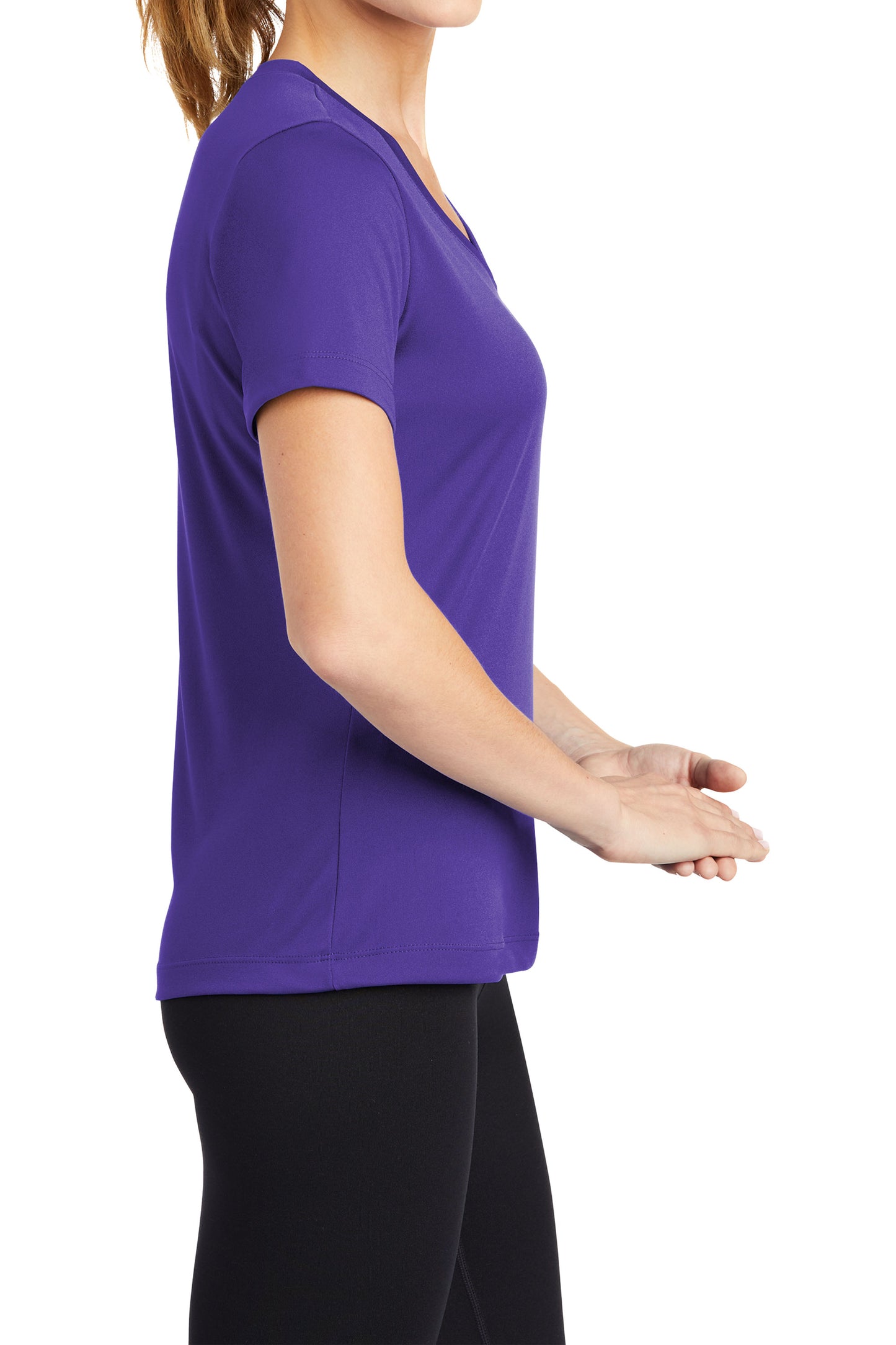TCTG Team Spirit Womens Athletic Wicking V-Neck Tee – College, Sports, High School & Fan Apparel - Purple