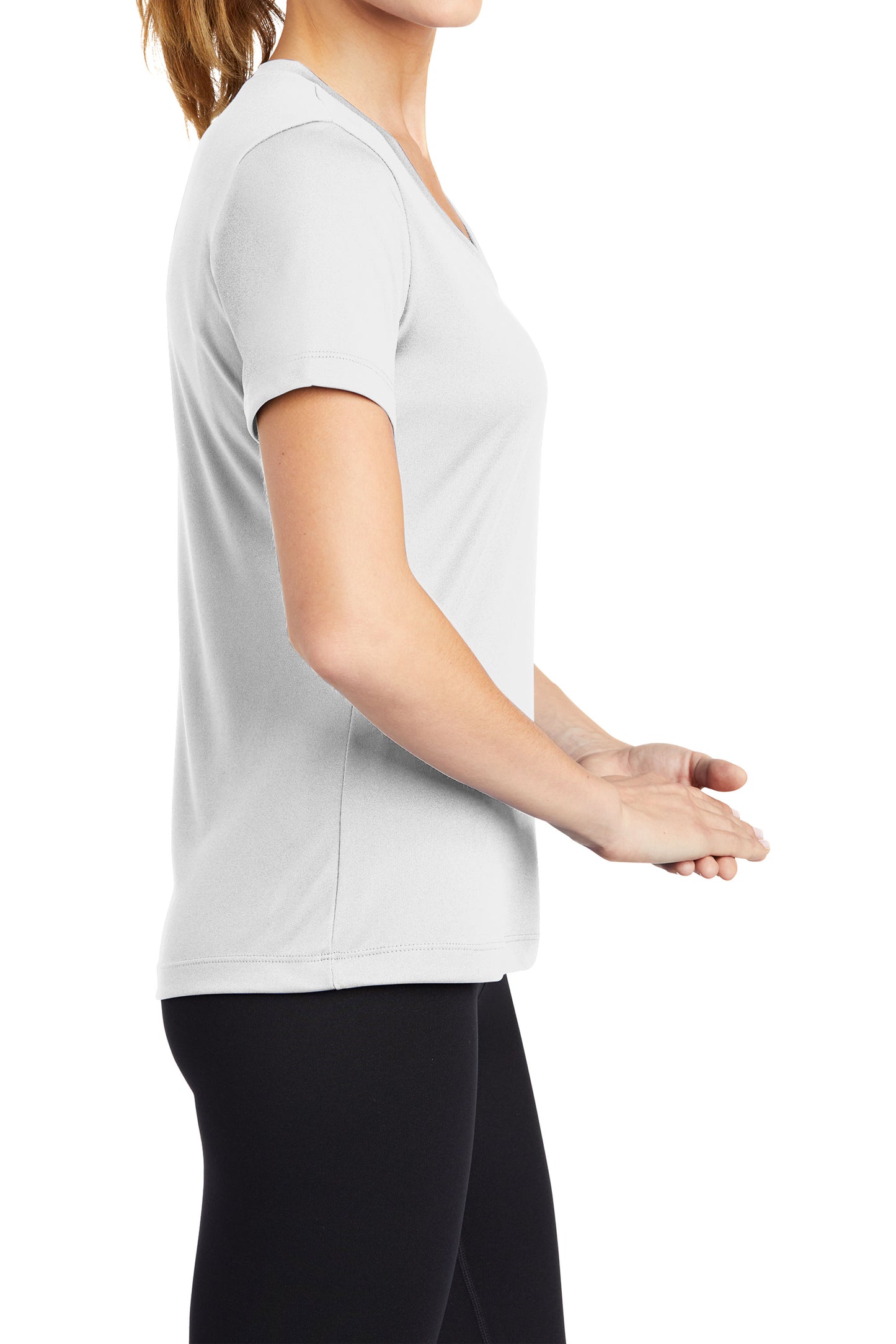 TCTG Team Spirit Womens Athletic Wicking V-Neck Tee – College, Sports, High School & Fan Apparel - White