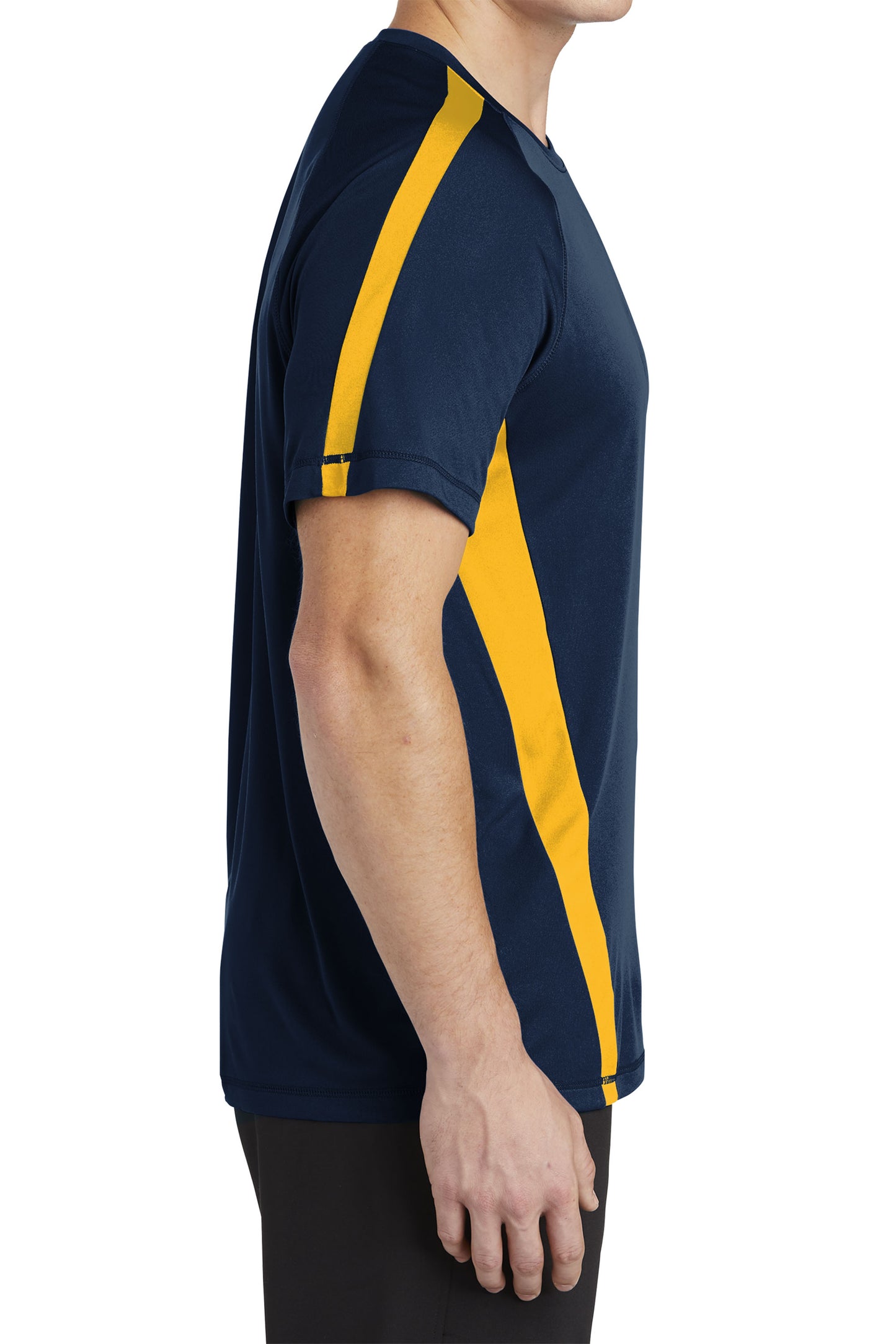TCTG Team Spirit Athletic Wicking Colorblock Tee – College, Sports, High School & Fan Apparel - Navy/ Gold