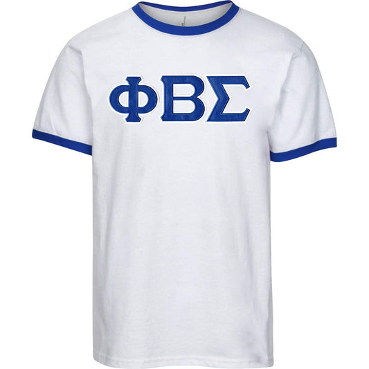Phi Beta Sigma Embroidered Twill Letter Ringer T Shirt