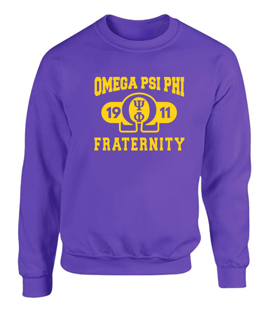 Omega Psi Phi Fraternity Puff Print Crew Neck Sweatshirt