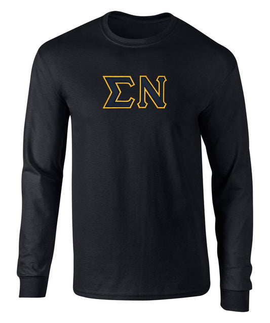 Sigma Nu Twill Letter Long Sleeve T Shirt