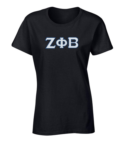 Zeta Phi Beta Embroidered Twill Letter Ladies T Shirt