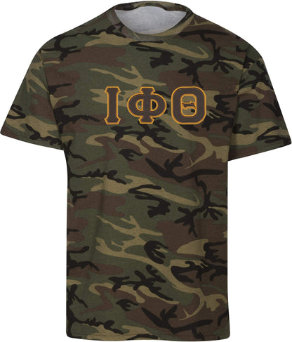 Iota Phi Theta Embroidered Twill Letter Camo T Shirt