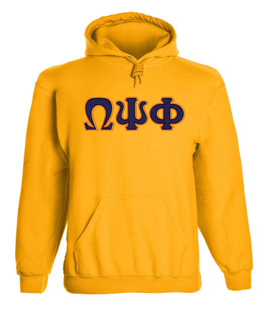 Omega Psi Phi Embroidered Twill Letter Hoodie