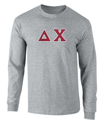 Delta Chi Twill Letter Long Sleeve T Shirt