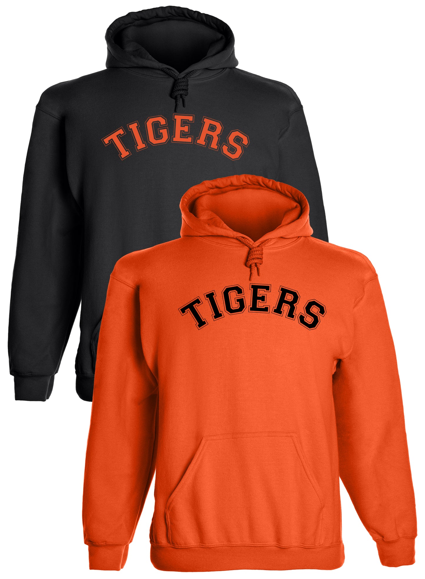 Heavyweight Hoodie With Custom Team/Mascot Print - <Black/Orange