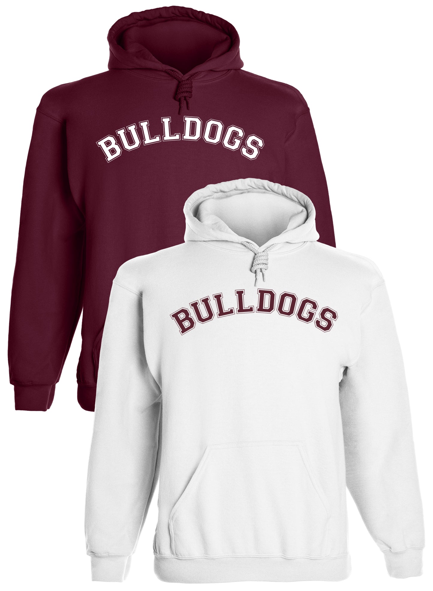 Heavyweight Hoodie With Custom Team/Mascot Print - Maroon/White