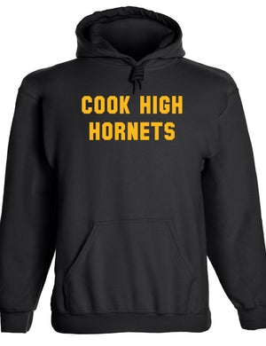 Heavyweight Hoodie With Custom Team/Mascot Print - <Black/Gold