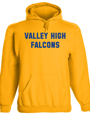 Heavyweight Hoodie With Custom Team/Mascot Print - <Blue/Gold