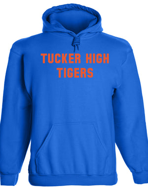 Heavyweight Hoodie With Custom Team/Mascot Print - <Blue/Orange