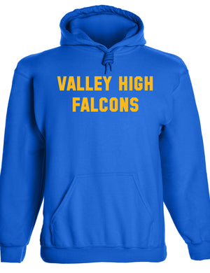 Heavyweight Hoodie With Custom Team/Mascot Print - <Blue/Gold