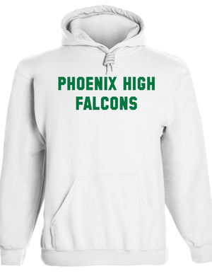 Heavyweight Hoodie With Custom Team/Mascot Print - White/Green