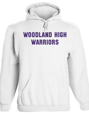 Heavyweight Hoodie With Custom Team/Mascot Print - White/Purple