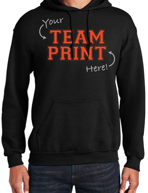 Heavyweight Hoodie With Custom Team/Mascot Print - <Black/Orange