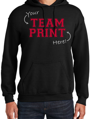 Heavyweight Hoodie With Custom Team/Mascot Print - <Black/Red