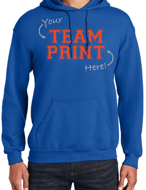 Heavyweight Hoodie With Custom Team/Mascot Print - Orange/Blue