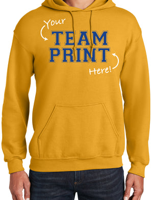 Heavyweight Hoodie With Custom Team/Mascot Print - Gold/Blue