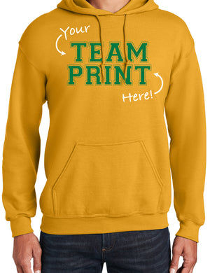 Heavyweight Hoodie With Custom Team/Mascot Print - <Green/Gold