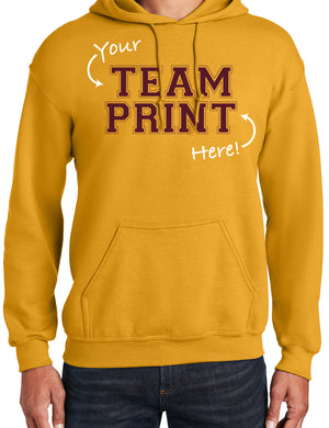 Heavyweight Hoodie With Custom Team/Mascot Print - <Maroon/Gold