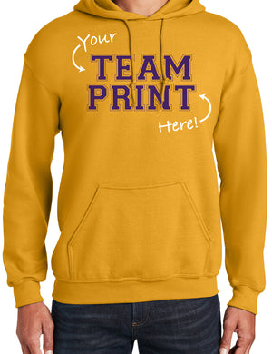 Heavyweight Hoodie With Custom Team/Mascot Print - <Purple/Gold