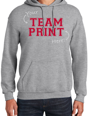 Heavyweight Hoodie With Custom Team/Mascot Print - Red/Gray