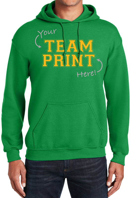 Heavyweight Hoodie With Custom Team/Mascot Print - <Green/Gold