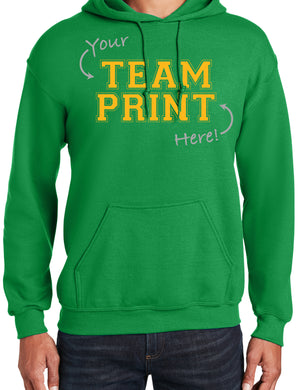 Heavyweight Hoodie With Custom Team/Mascot Print - Gold/Green