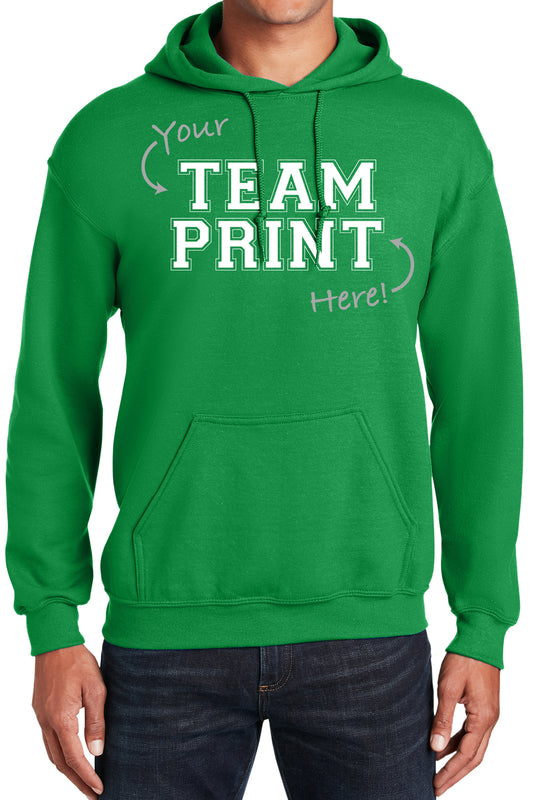 Heavyweight Hoodie With Custom Team/Mascot Print - Green/White