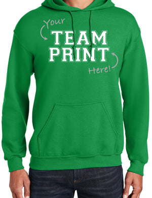 Heavyweight Hoodie With Custom Team/Mascot Print - Green/White