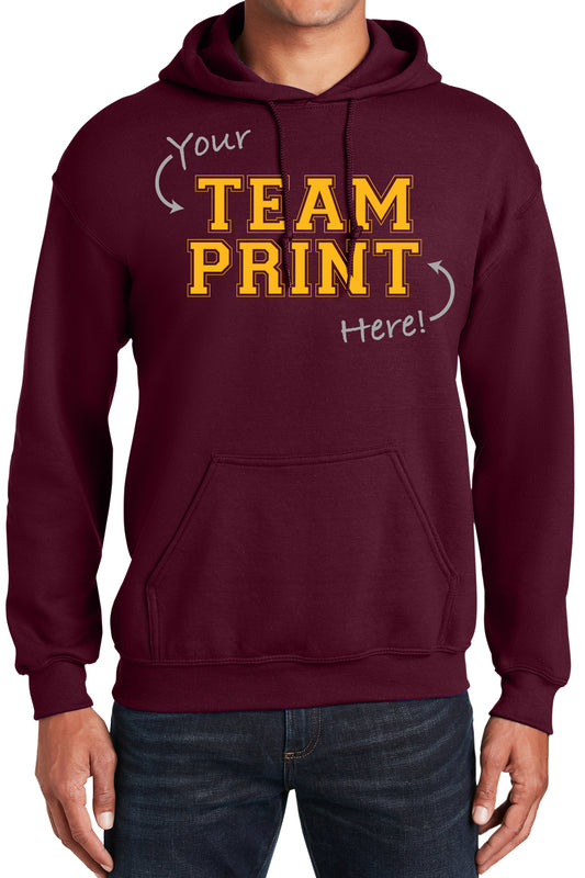 Heavyweight Hoodie With Custom Team/Mascot Print - <Maroon/Gold