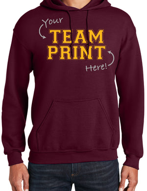 Heavyweight Hoodie With Custom Team/Mascot Print - <Maroon/Gold