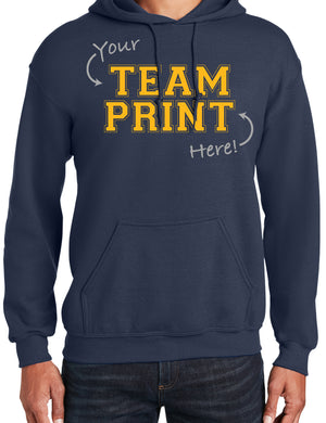 Heavyweight Hoodie With Custom Team/Mascot Print - Navy/Gold