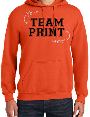 Heavyweight Hoodie With Custom Team/Mascot Print - <Black/Orange