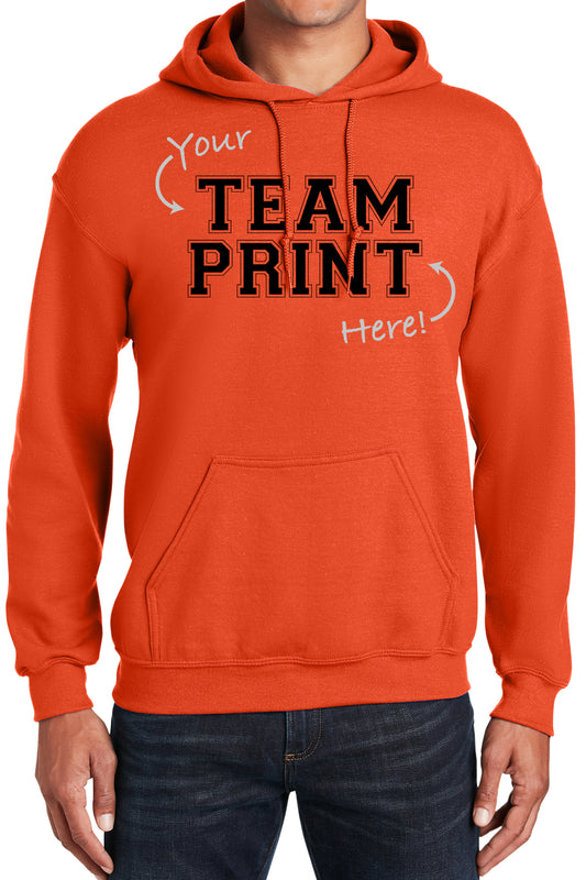 Heavyweight Hoodie With Custom Team/Mascot Print - Orange/Black