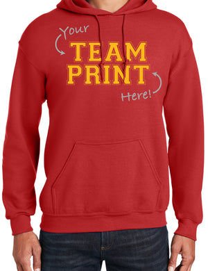 Heavyweight Hoodie With Custom Team/Mascot Print - Red/Gold