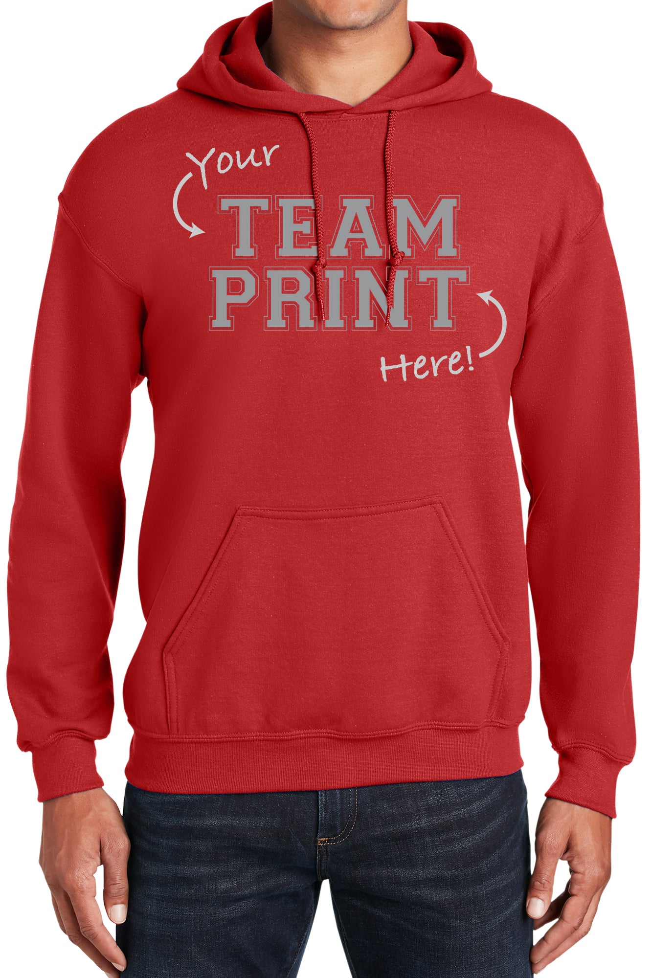 Heavyweight Hoodie With Custom Team/Mascot Print - Red/Gray