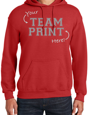 Heavyweight Hoodie With Custom Team/Mascot Print - Red/Gray