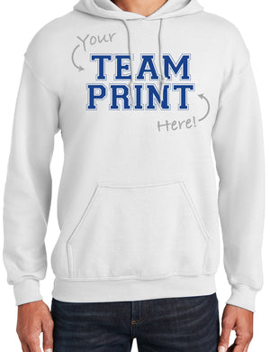 Heavyweight Hoodie With Custom Team/Mascot Print - Blue/White