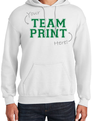 Heavyweight Hoodie With Custom Team/Mascot Print - Green/White