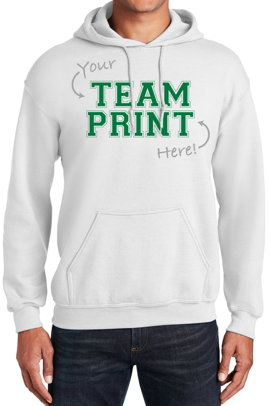 Heavyweight Hoodie With Custom Team/Mascot Print - White/Green