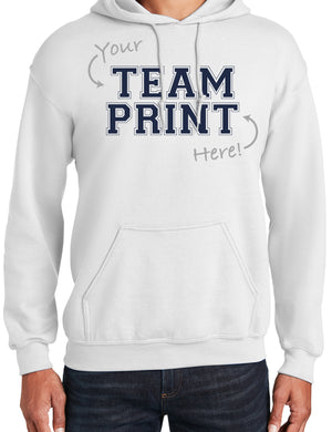 Heavyweight Hoodie With Custom Team/Mascot Print - Navy/White