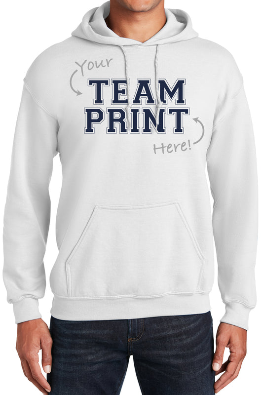 Heavyweight Hoodie With Custom Team/Mascot Print - White/Navy